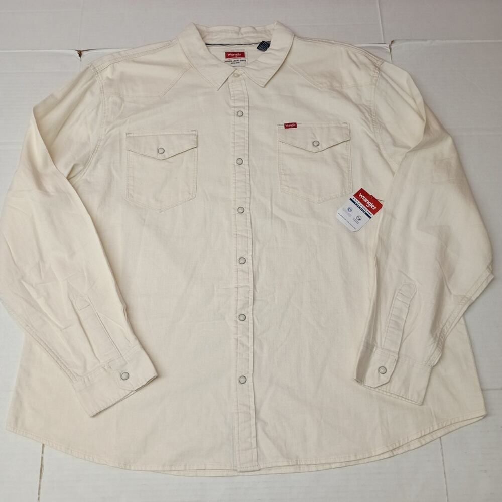 Wrangler Snap Woven Shirt Men's 3XL Cowboy‎ Wash Beige